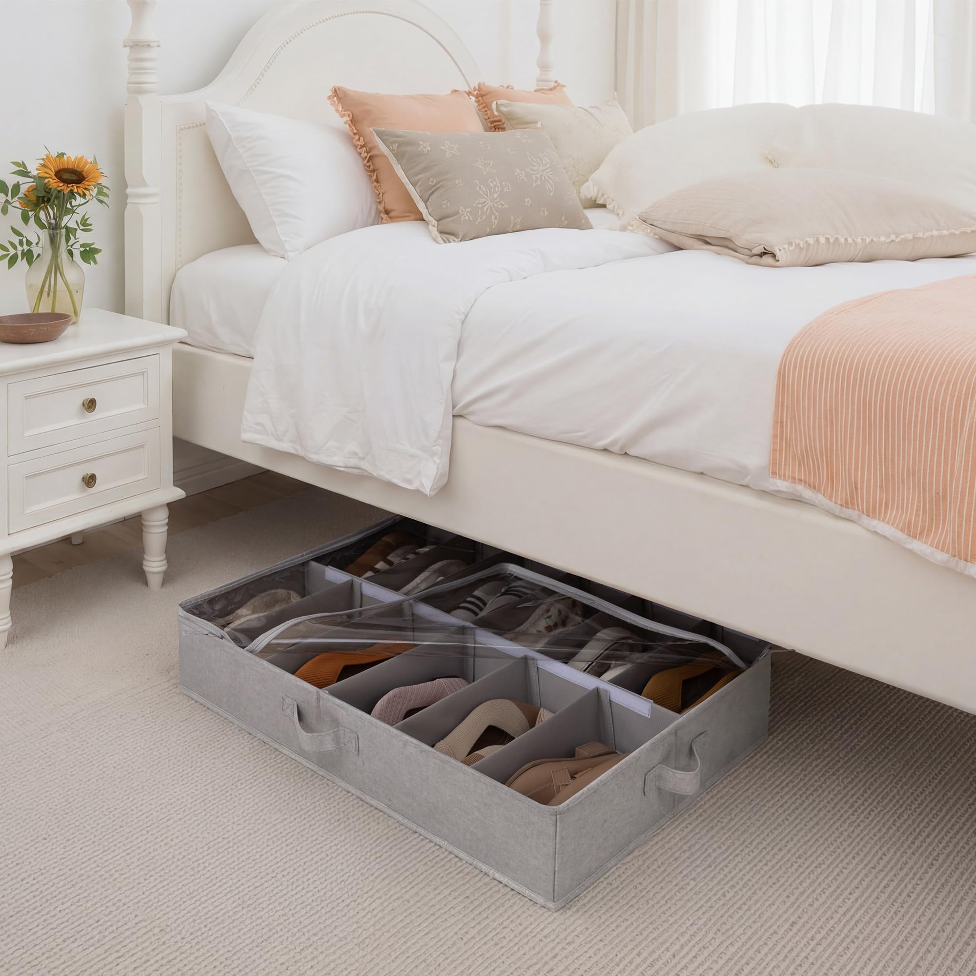 StorageWorks under-bed installed demonstrating slim fit and space-saving advantage