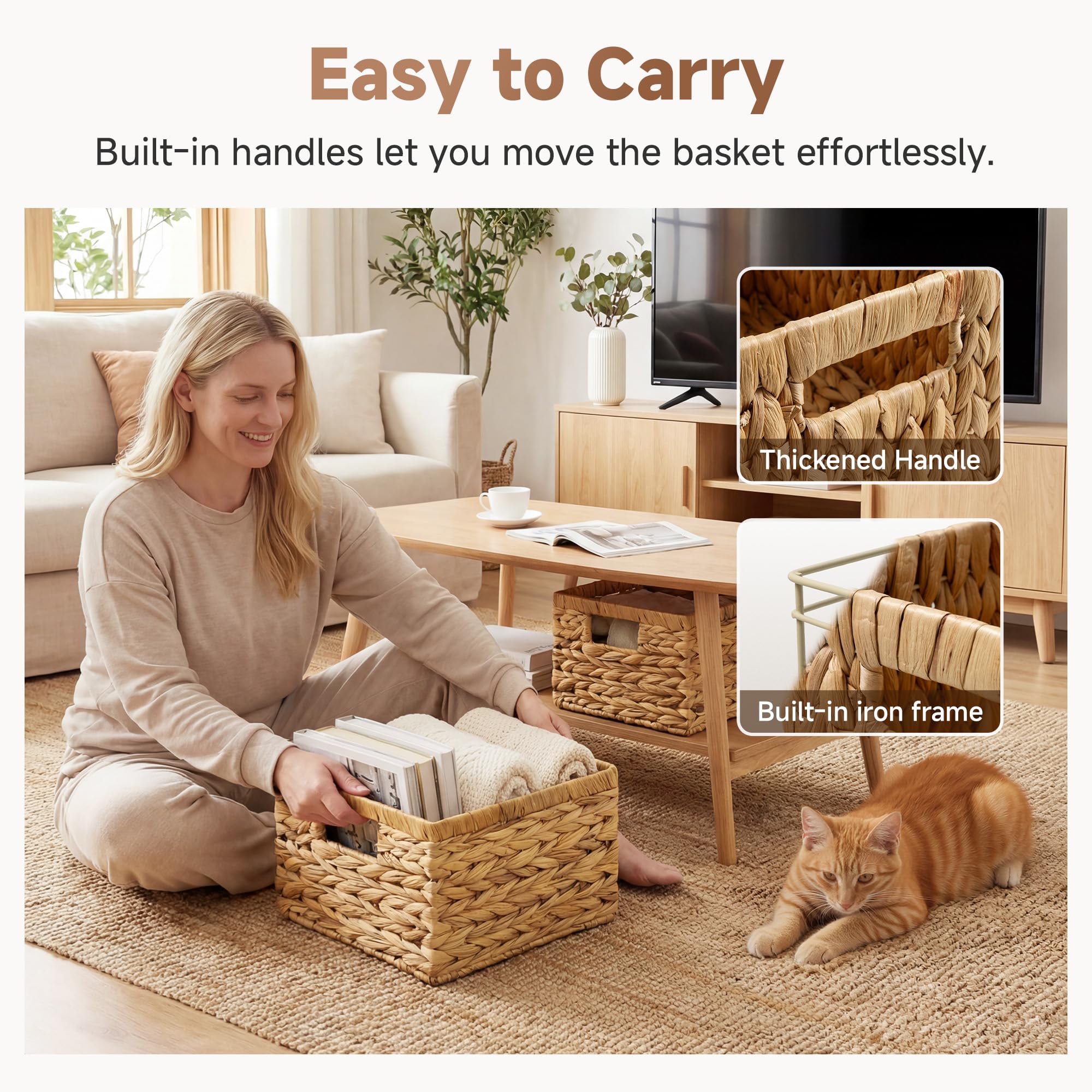 StorageWorks baskets on pantry shelf organizing snacks and creating tidy storage