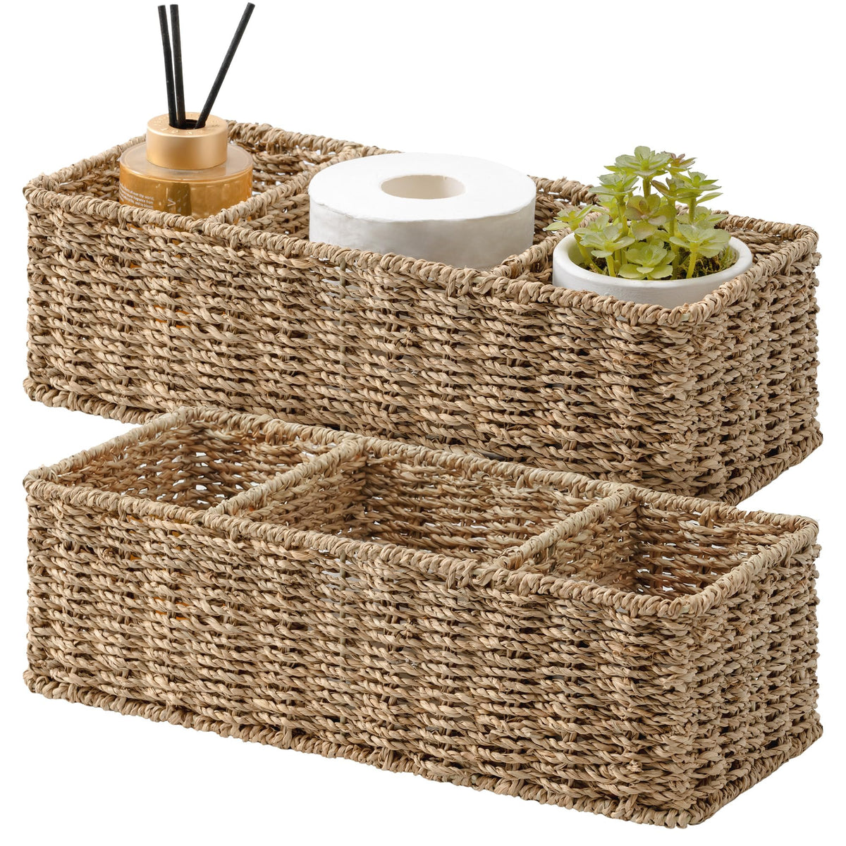 StorageWorks front view showing three-compartment organization and neat storage