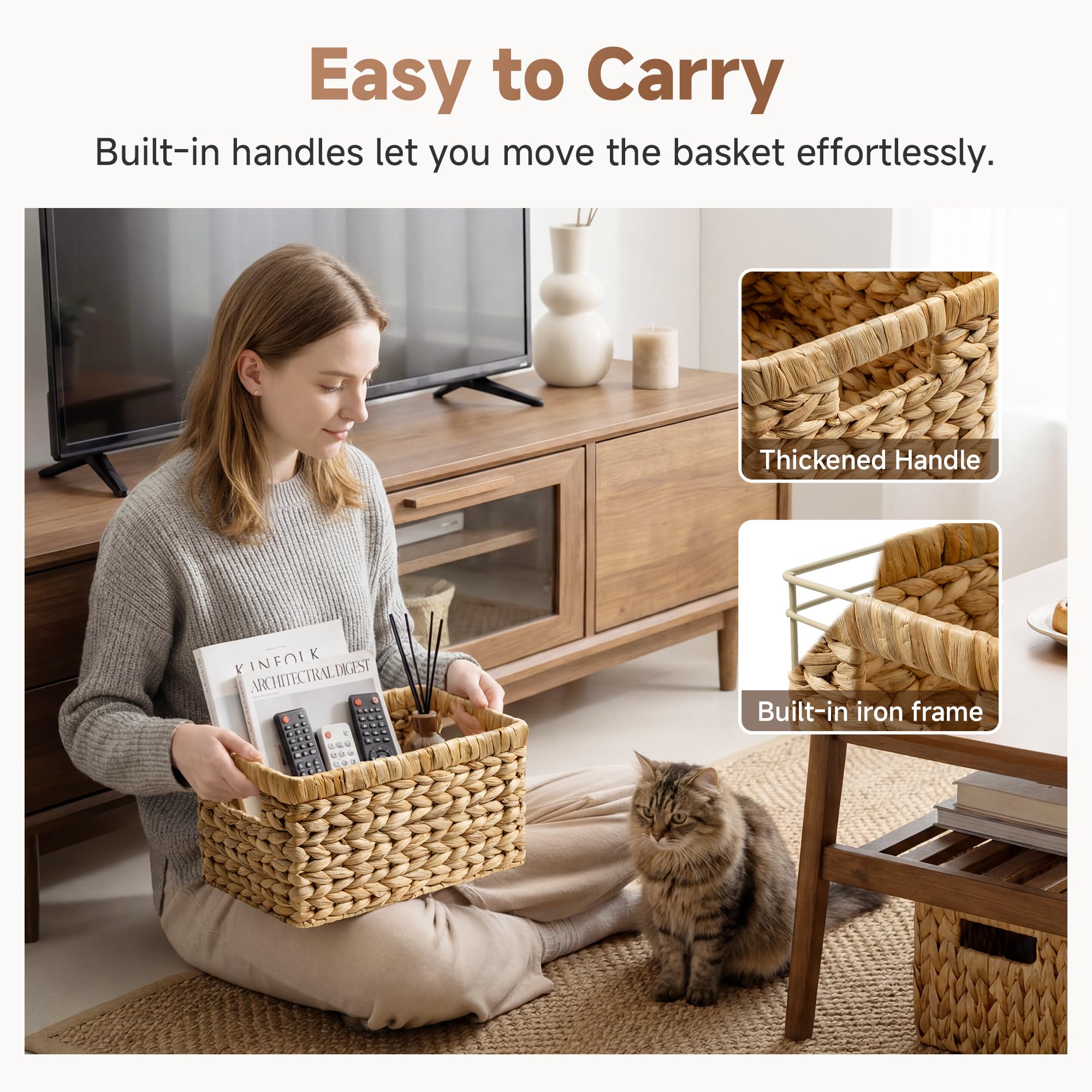 StorageWorks close-up of built-in woven handles for comfortable carrying and transfer