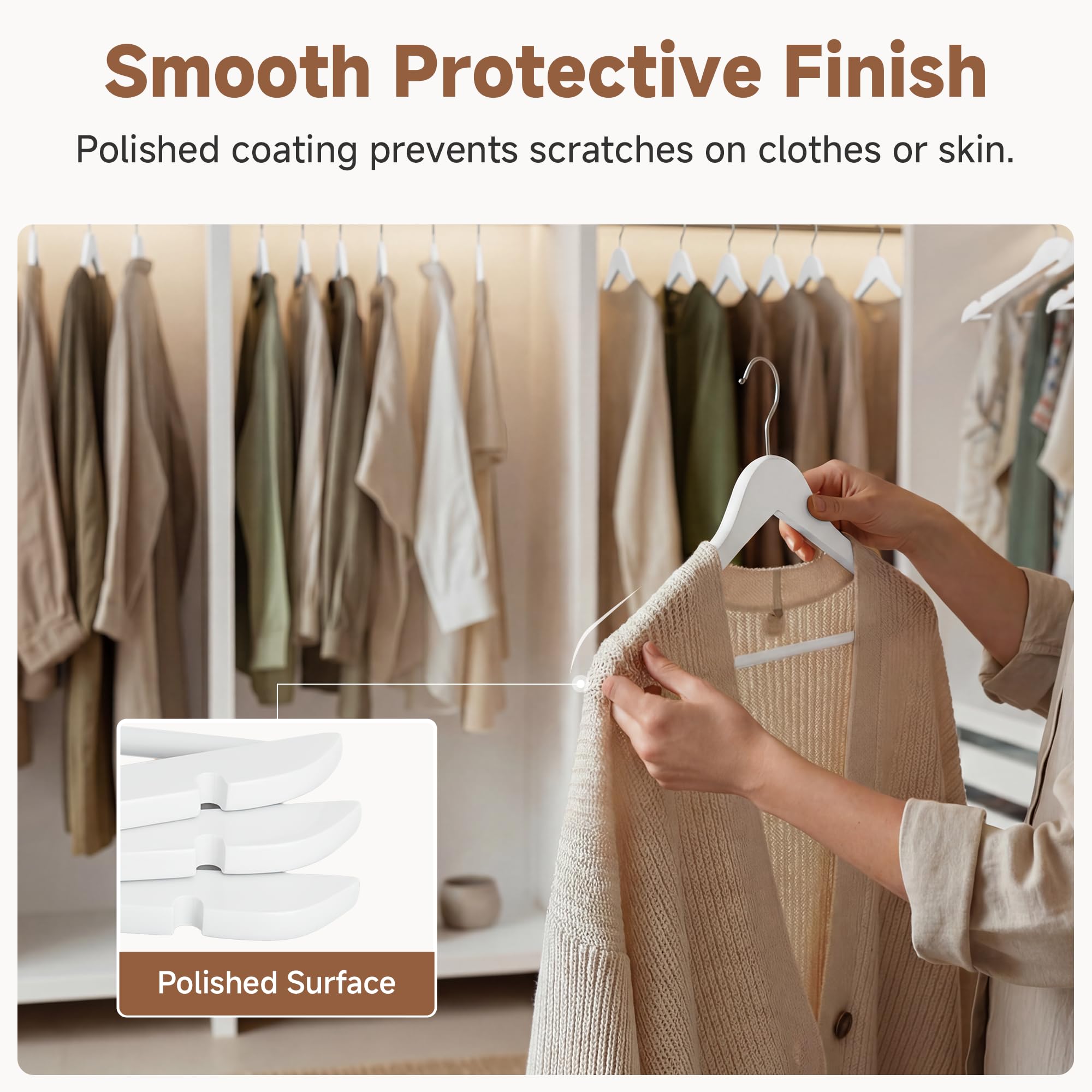 StorageWorks wide closet shot showing space-saving uniform hangers