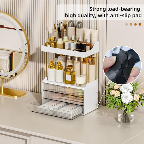 StorBin open drawer storing palettes and brushes for organized makeup storage