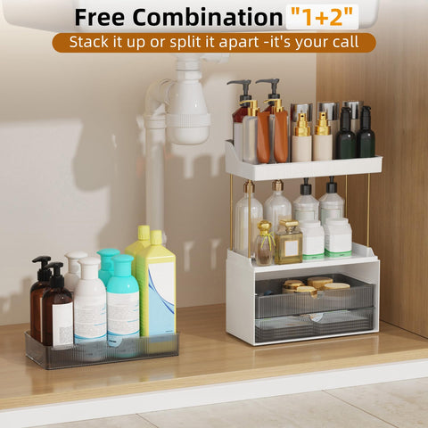 StorBin on a vanity organizing skincare and makeup for a neat routine