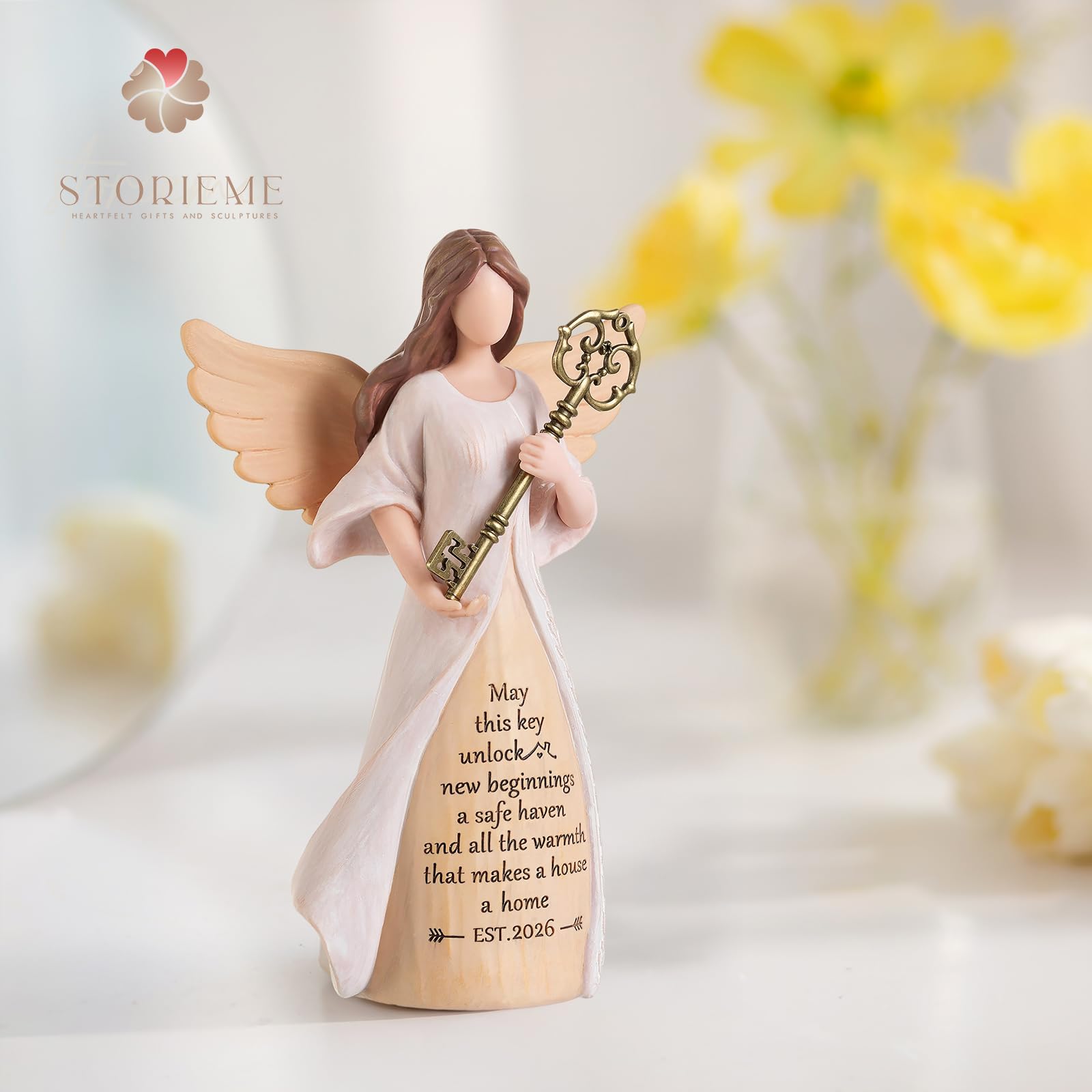 Storieme angel hands holding key showing guardian motif and meaning
