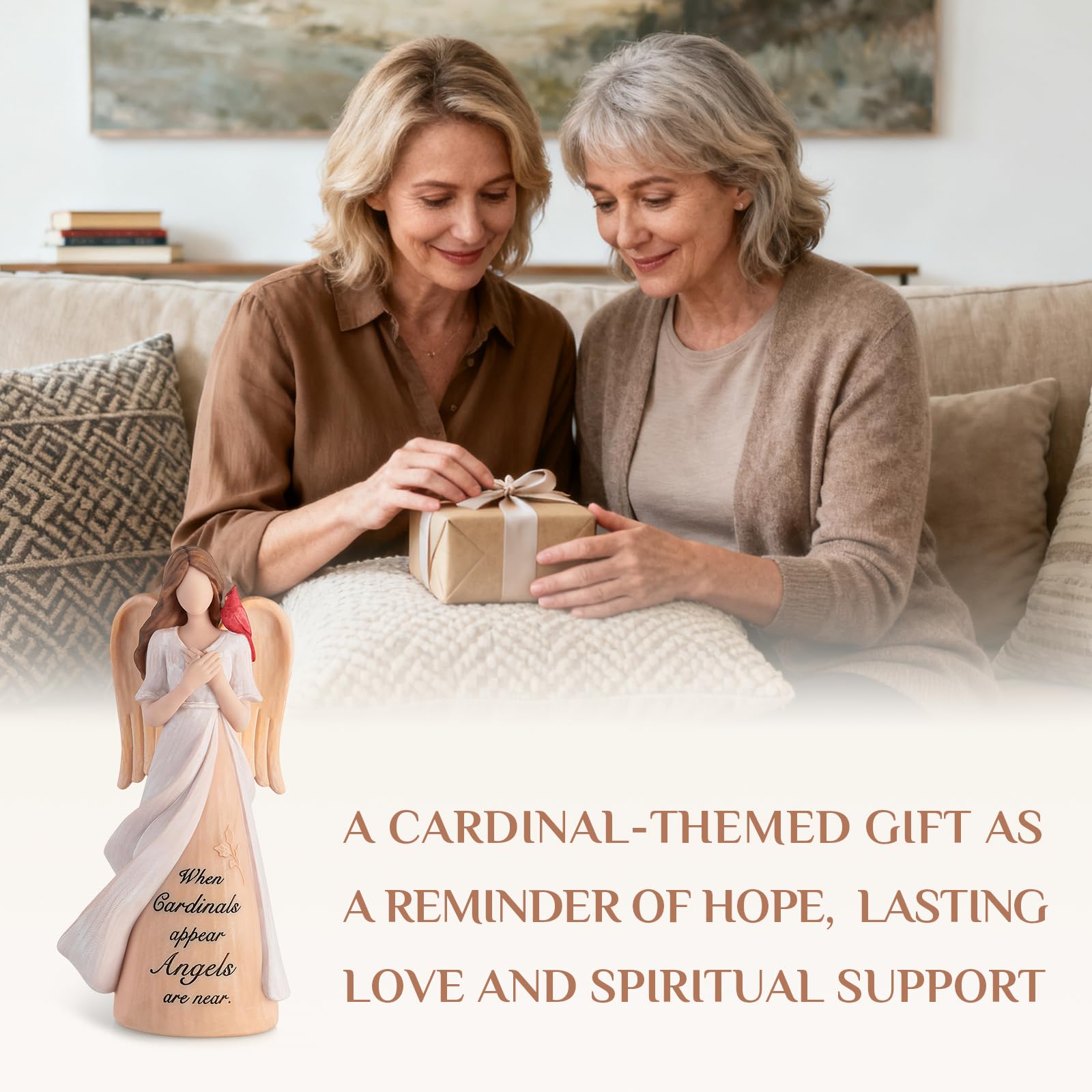 Storieme Cardinal Angel gift packaging with sentiment card ready for giving