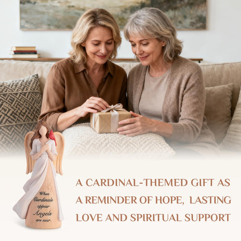 Storieme Cardinal Angel gift packaging with sentiment card ready for giving