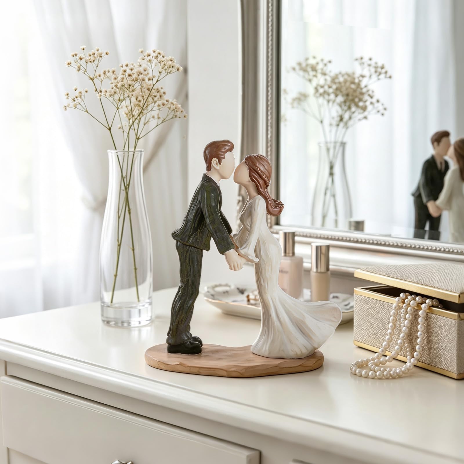 Storieme displayed on mantel as décor preserving wedding day memories