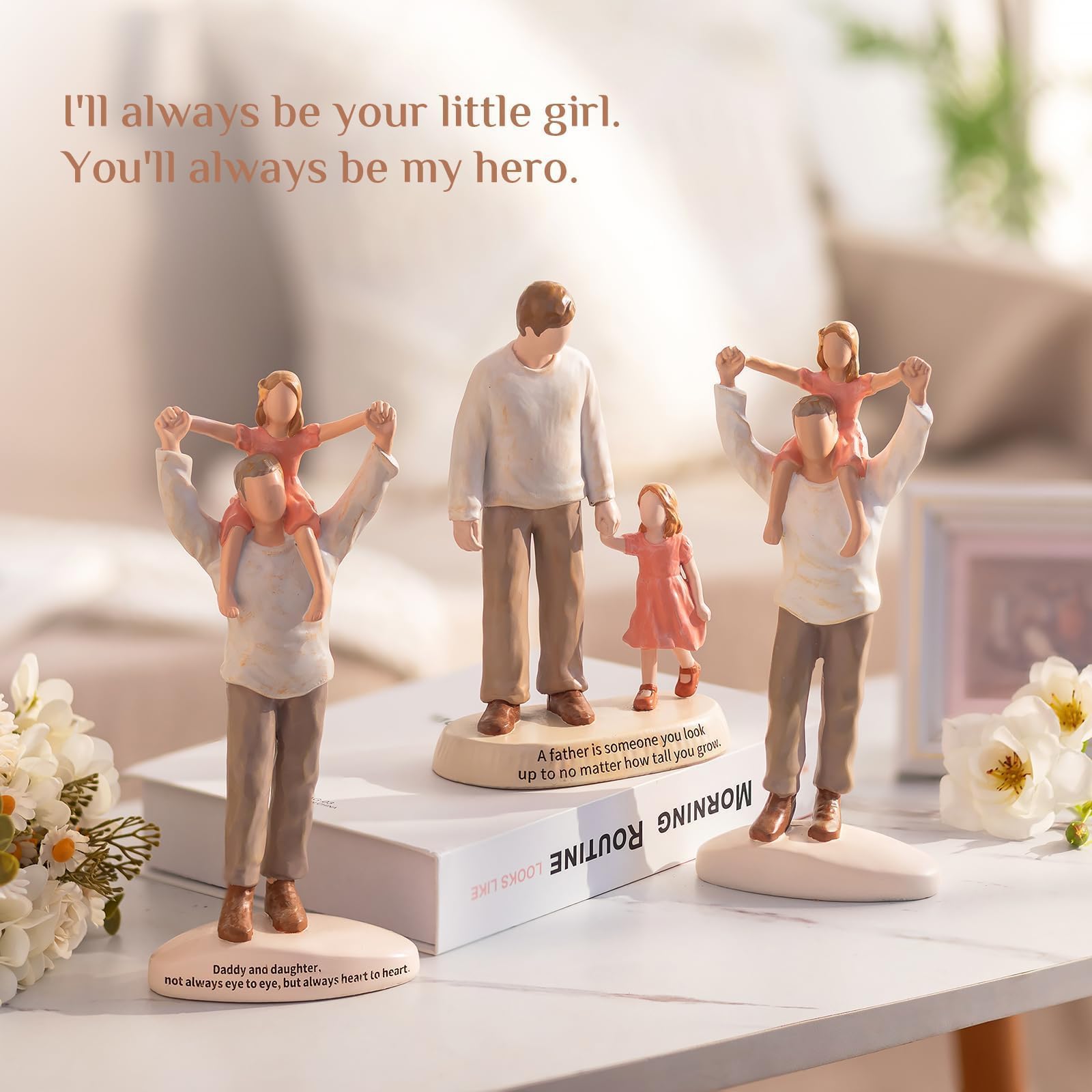 Storieme figurine on bookshelf with books, adds sentimental décor