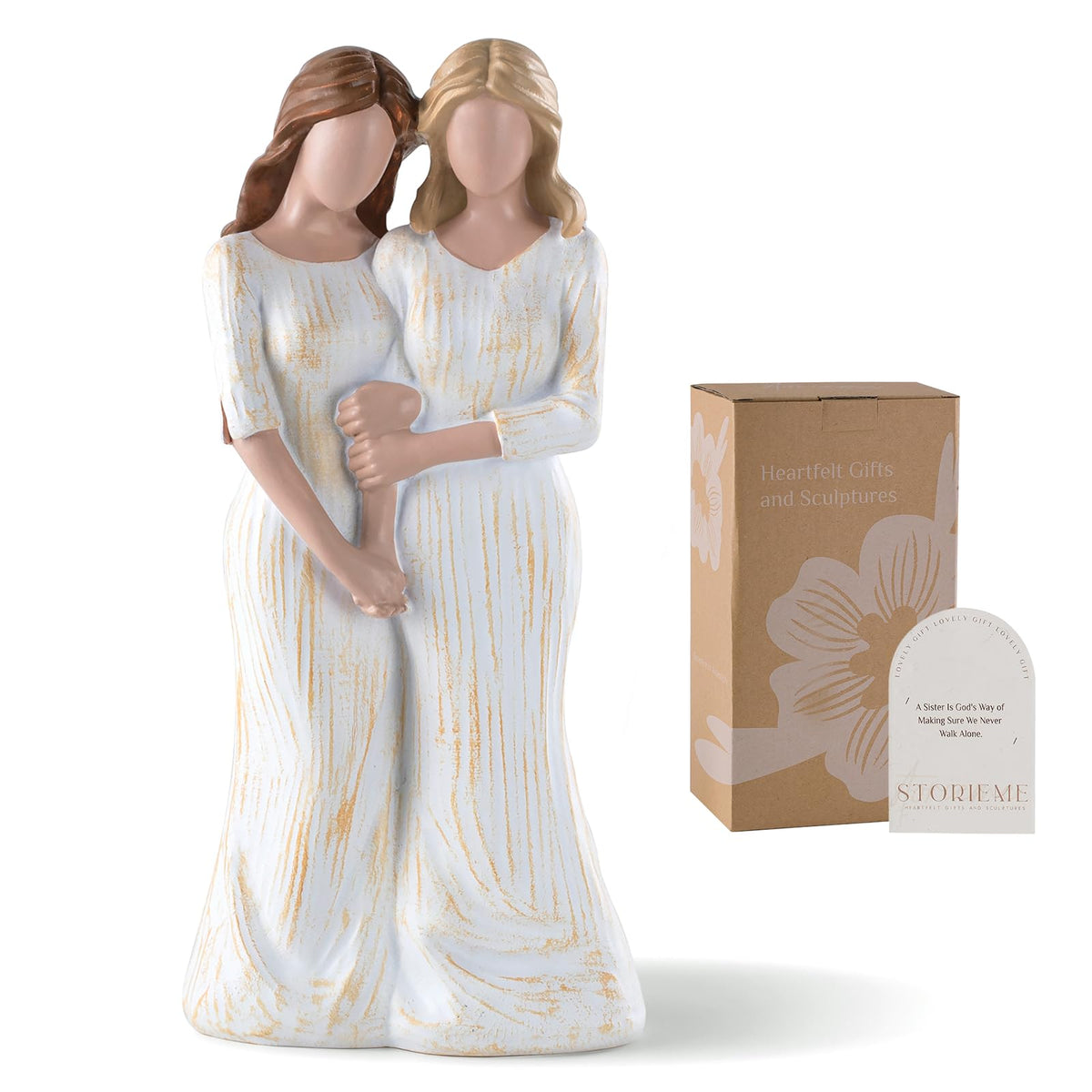 Storieme sister figurine front view showing full pose and lasting keepsake benefit