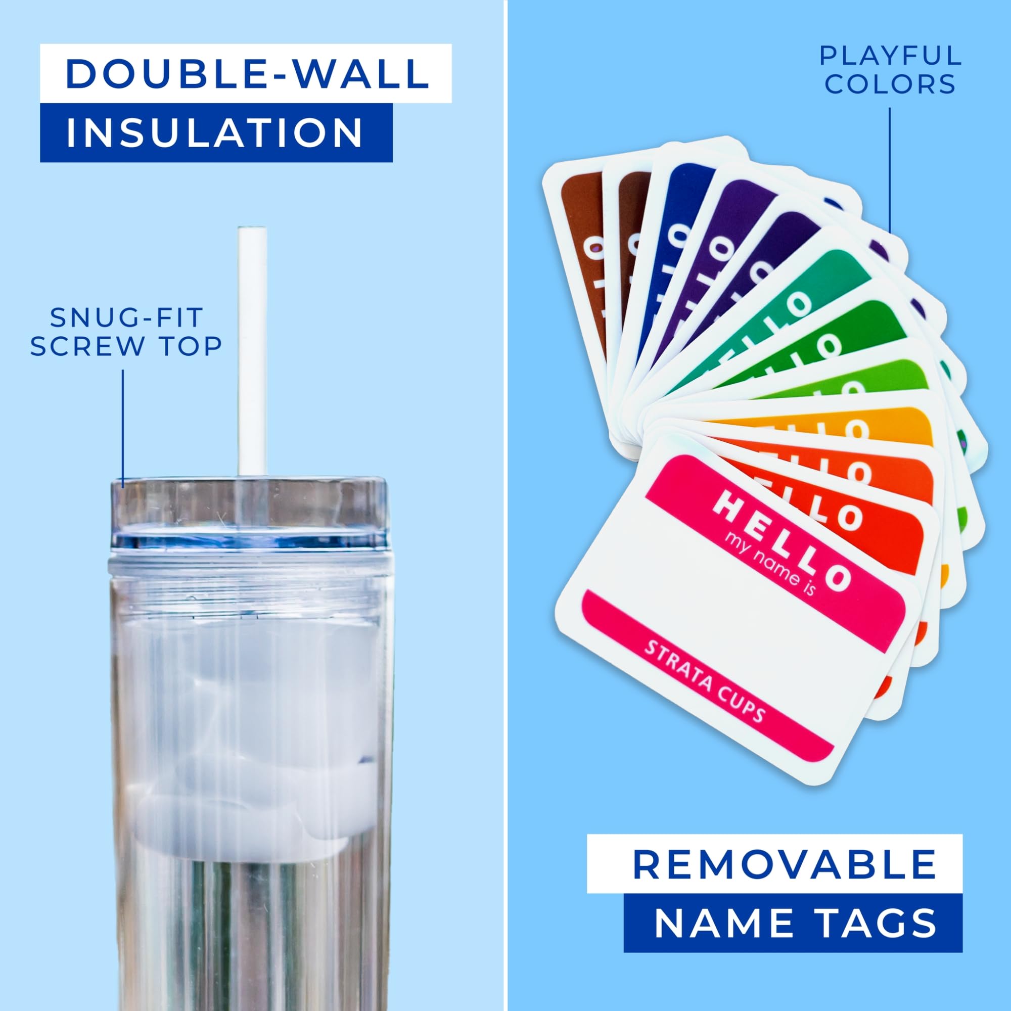 STRATA CUPS side profile highlighting slim 16oz shape for comfortable grip