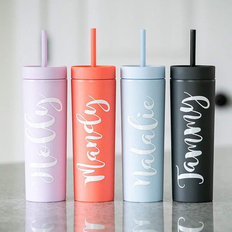 STRATA CUPS decorated with stickers showing personalization and decal friendliness