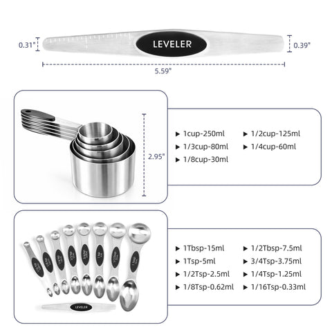 Strelitsia magnetic cups and spoons stacked in a drawer for tidy organization