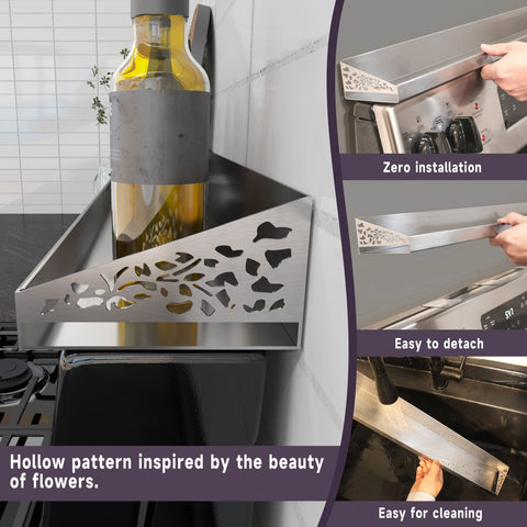 STUTOV shelf in use holding oils and jars for convenient cooking reach