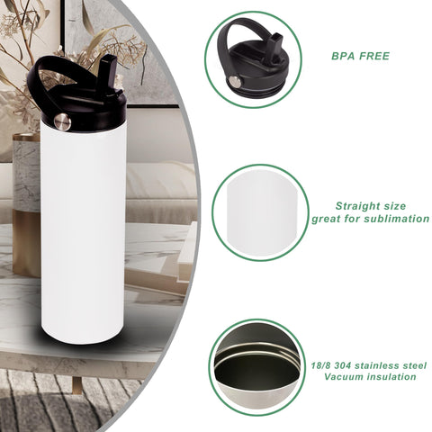 Stvyar two lid types and metal straws arranged to show drinking options and included accessories