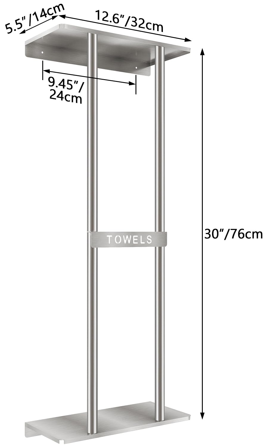 STWWO rack holding six rolled towels highlighting generous capacity