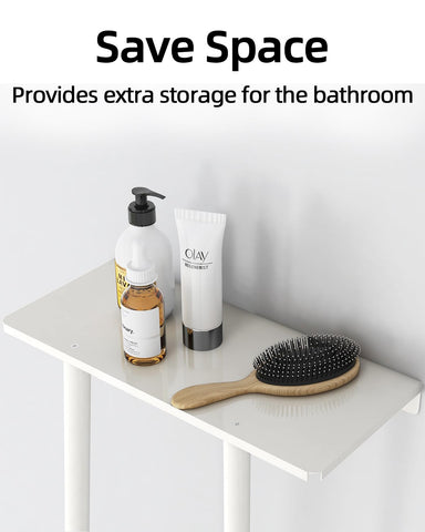 STWWO rack in a small bathroom setting illustrating neat vertical storage solution