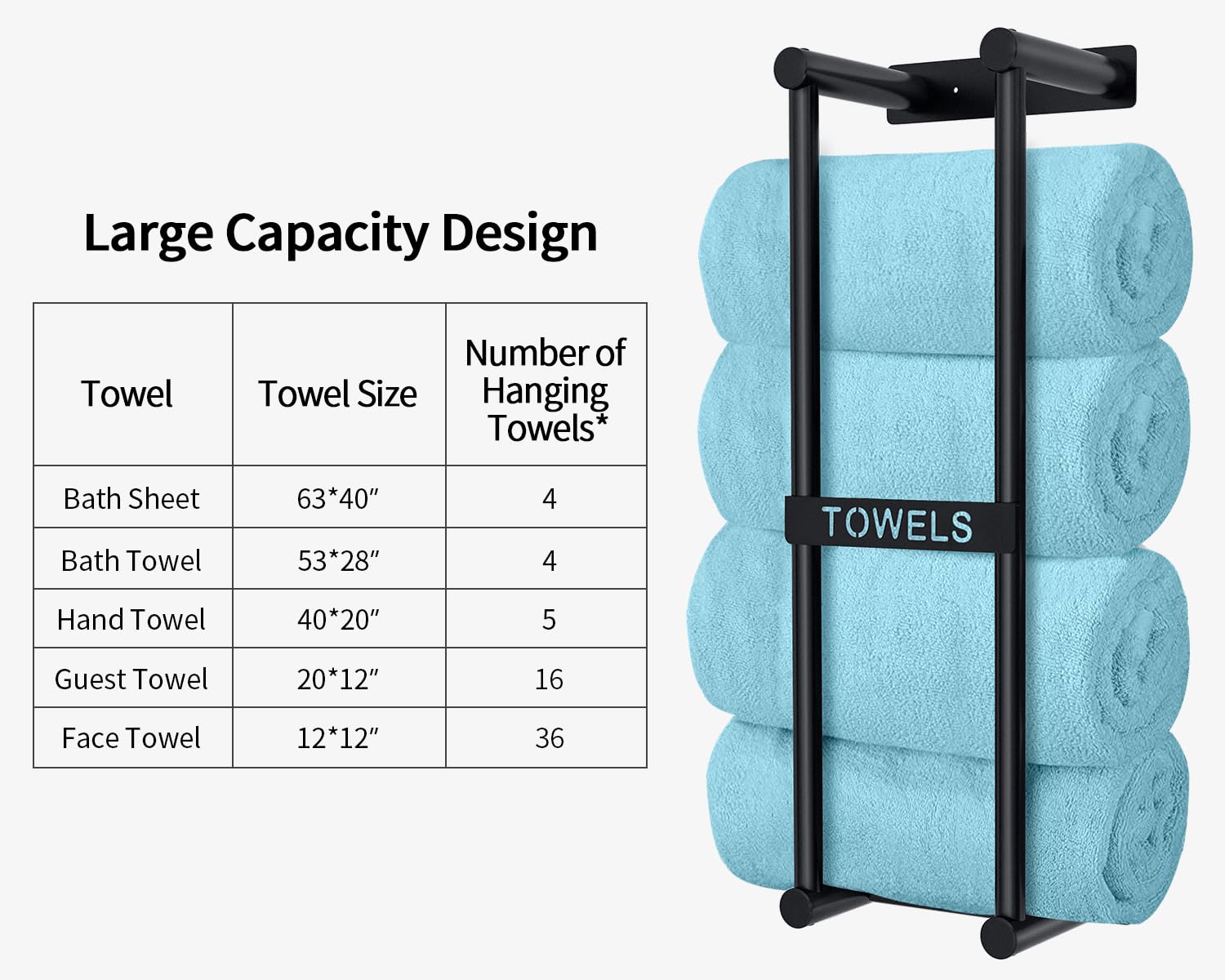 STWWO towel rack in bathroom setting maximizing wall storage