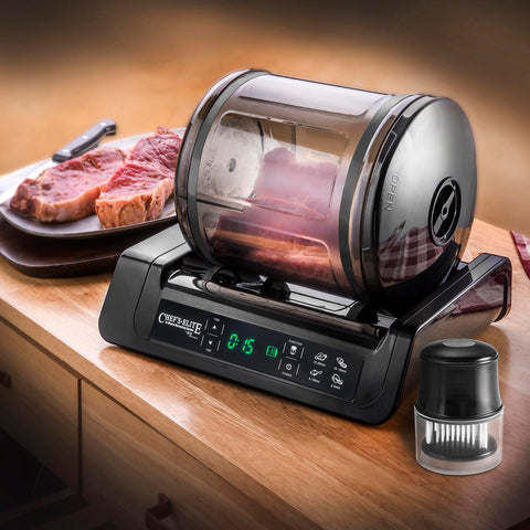 STX International close-up of removable marinating drum for easy cleanup and durability