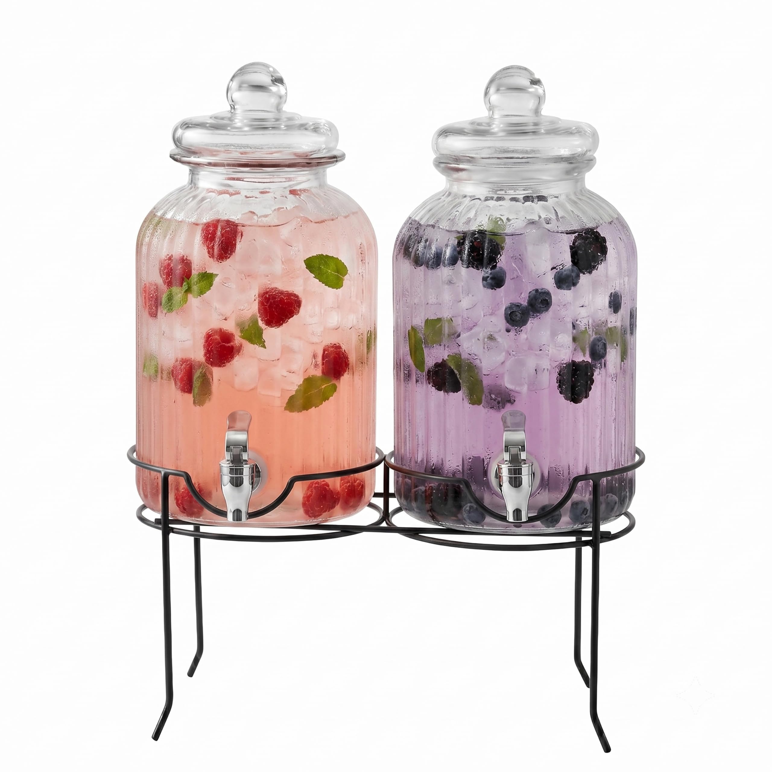 Style Setter front view of two glass dispensers showcasing elegant serving presence