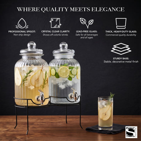 Style Setter dispensers in use on a party table creating an attractive beverage station