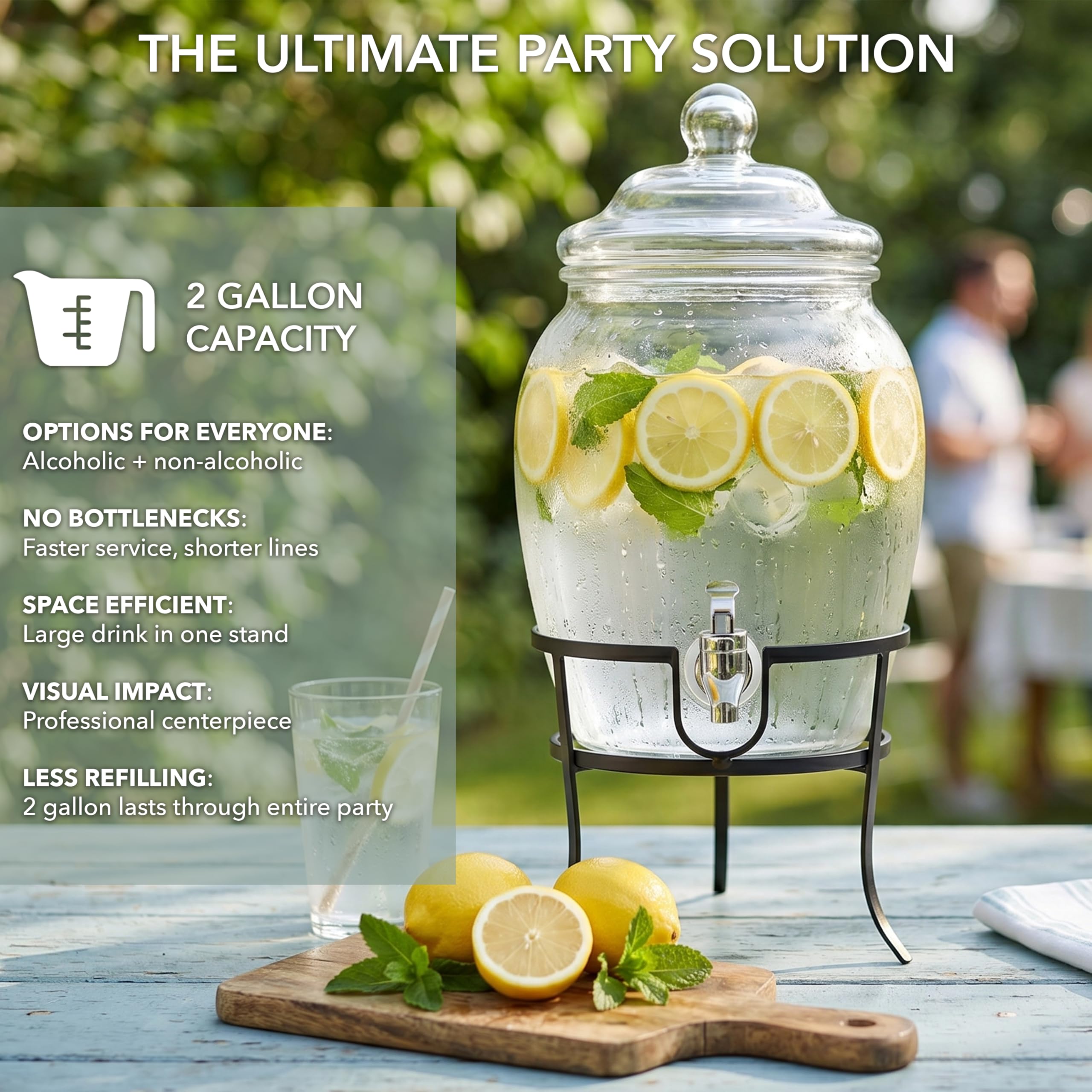 Style Setter metal stand highlighting sturdy support and stable serving benefit