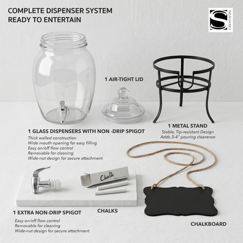 Style Setter next to glasses for scale showing 2‑gallon capacity benefit