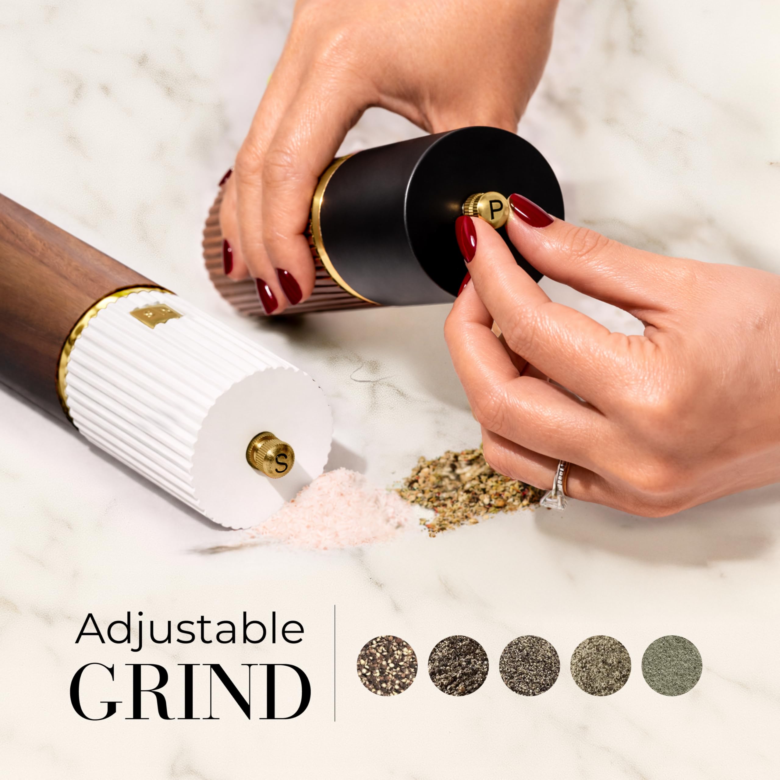STYLED SETTINGS close-up of ceramic burr, delivers consistent adjustable grind