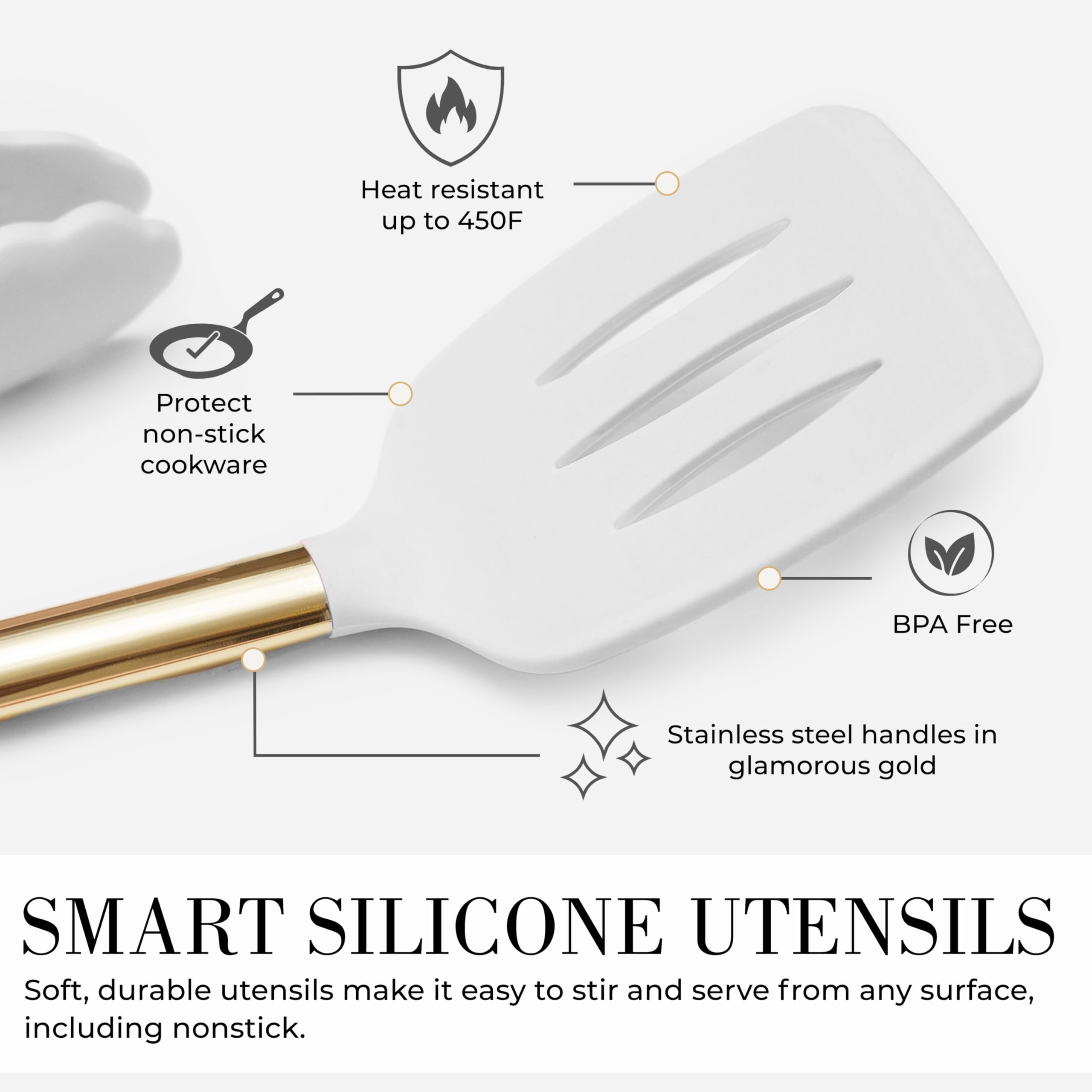 STYLED SETTINGS gold handle close-up highlighting polished finish that resists tarnish