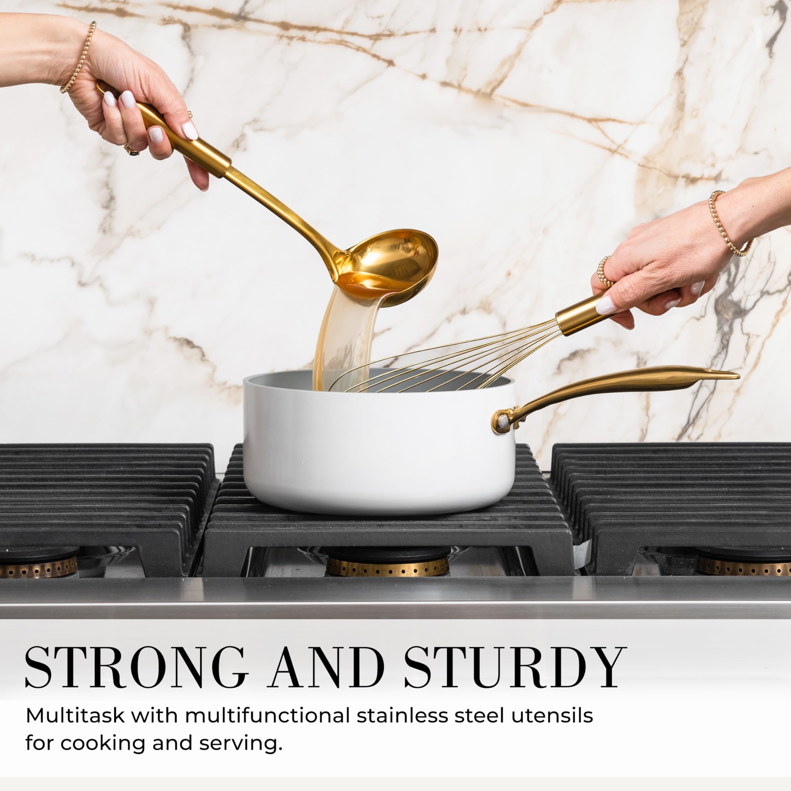 STYLED SETTINGS ladle serving soup showing smooth pour and comfortable grip