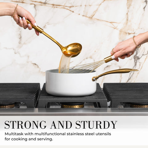 STYLED SETTINGS ladle serving soup showing smooth pour and comfortable grip