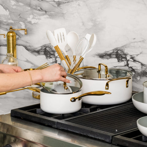 STYLED SETTINGS lifestyle countertop display highlighting the set as decorative and functional