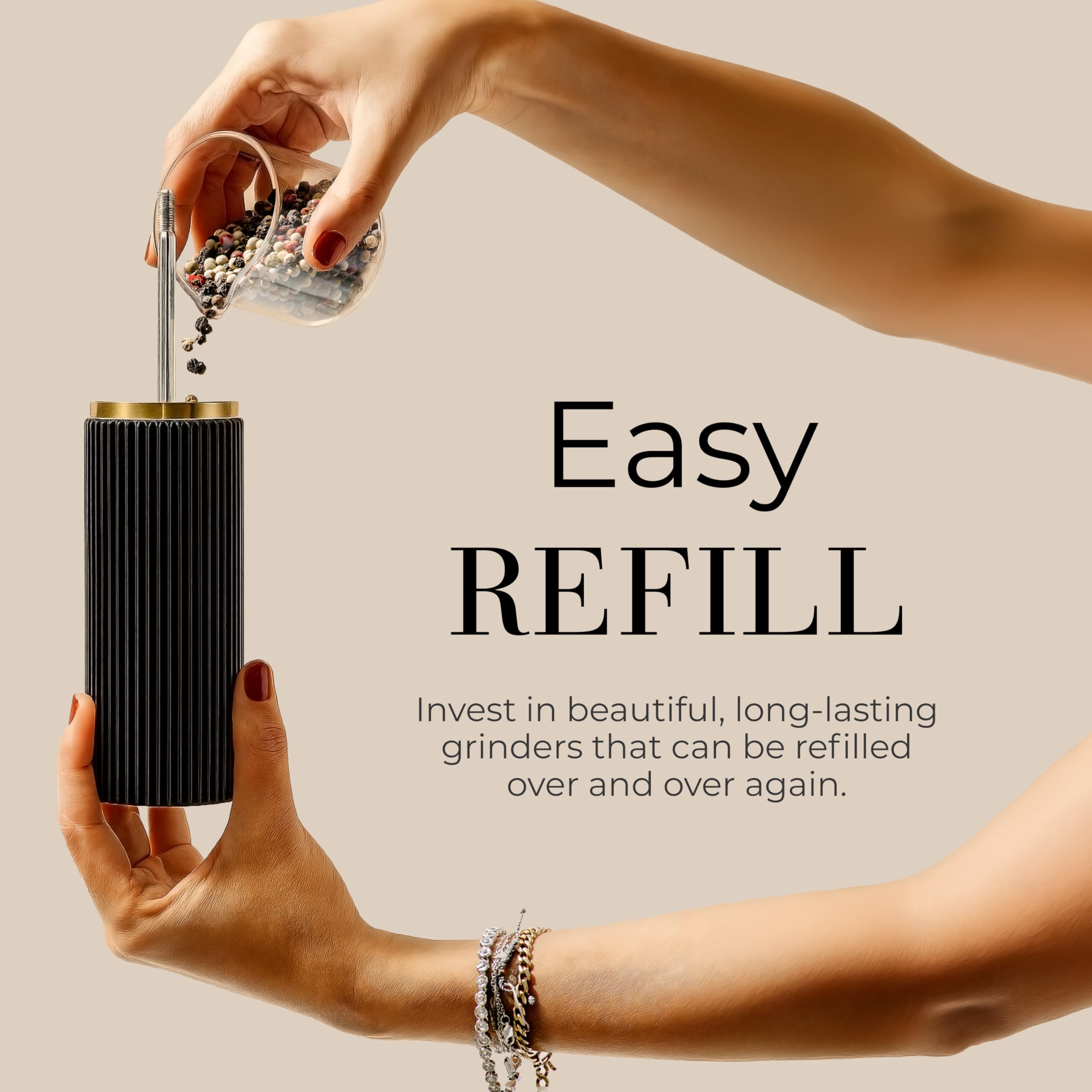 STYLED SETTINGS refill port open on top, illustrates easy reloading benefit