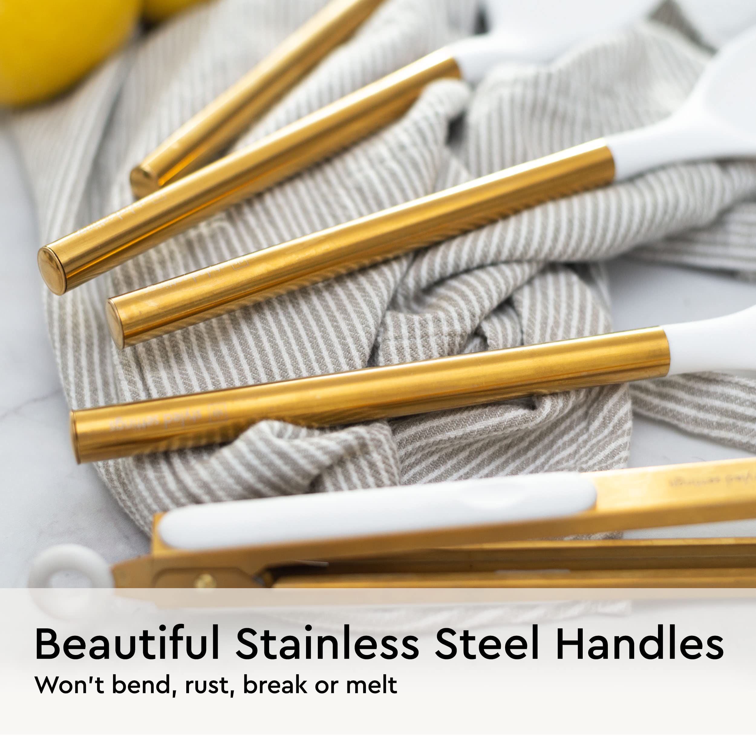 STYLED SETTINGS utensils beside a standard spoon to show scale and ergonomic balance