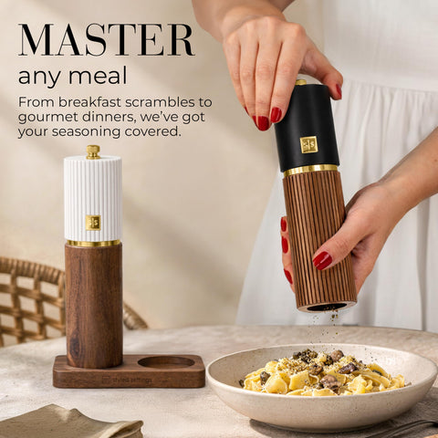STYLED SETTINGS texture of acacia grain, warm natural wood aesthetic