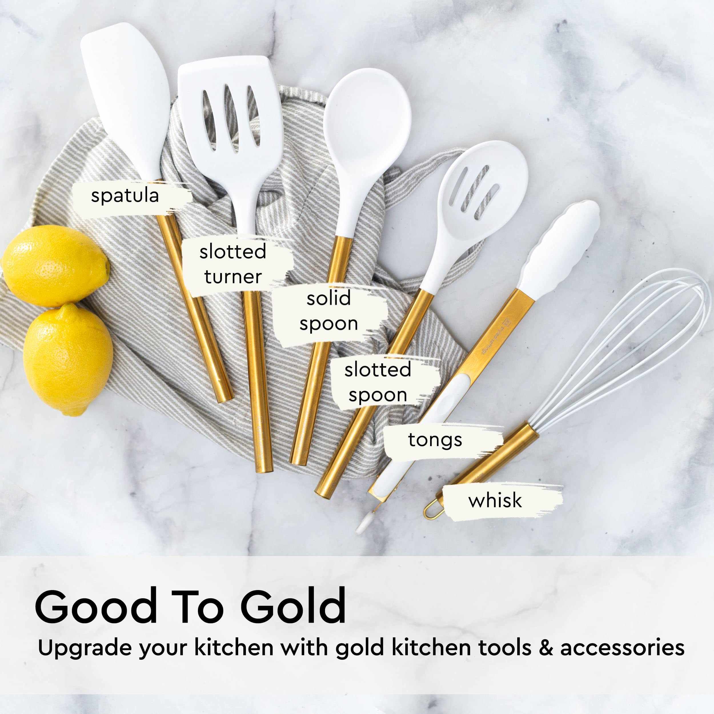 STYLED SETTINGS tongs serving a salad with secure grip and elegant gold finish