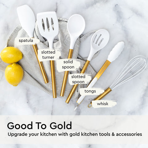 STYLED SETTINGS tongs serving a salad with secure grip and elegant gold finish