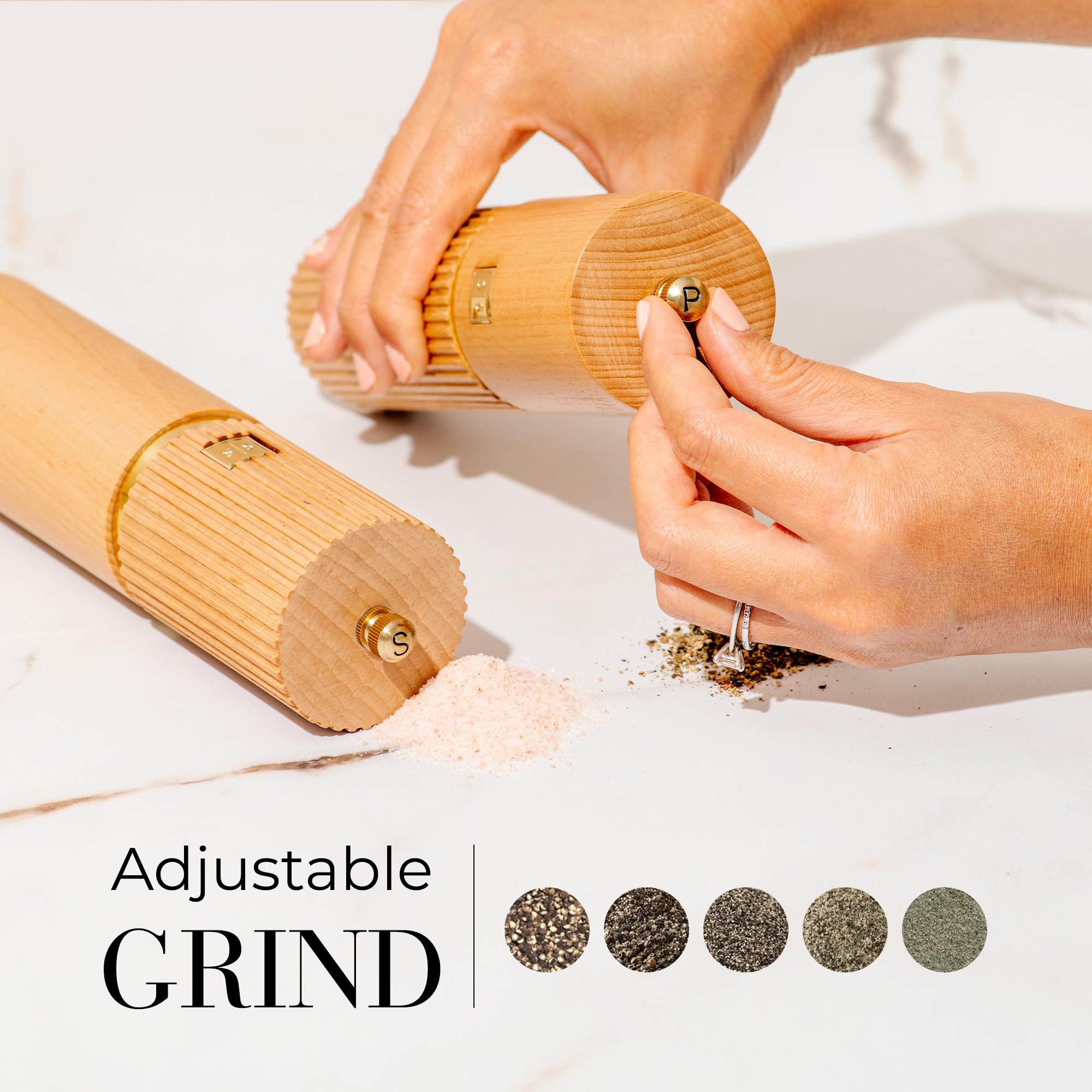 STYLED SETTINGS top knob adjustment showing easy grind customization