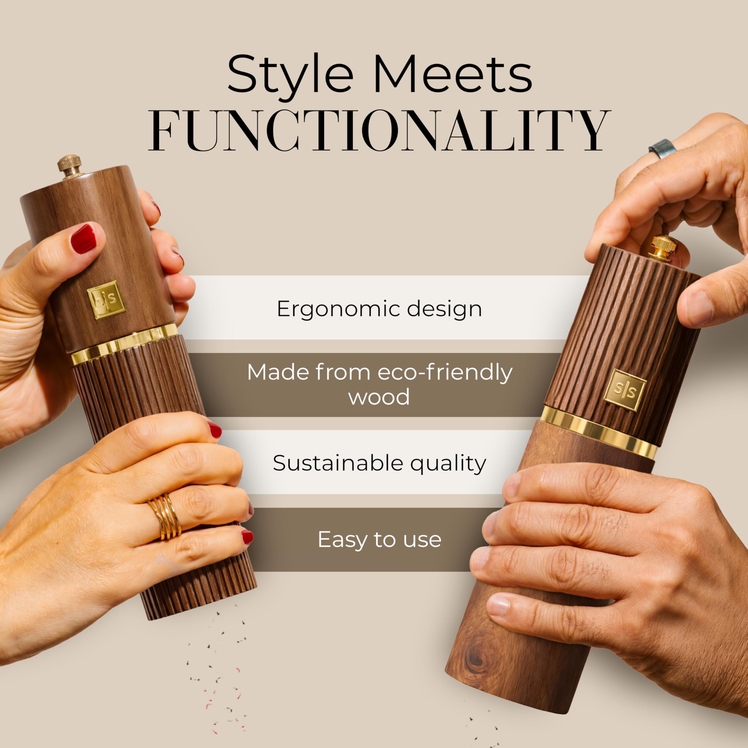 STYLED SETTINGS wood grain texture close-up emphasizing durable, warm finish