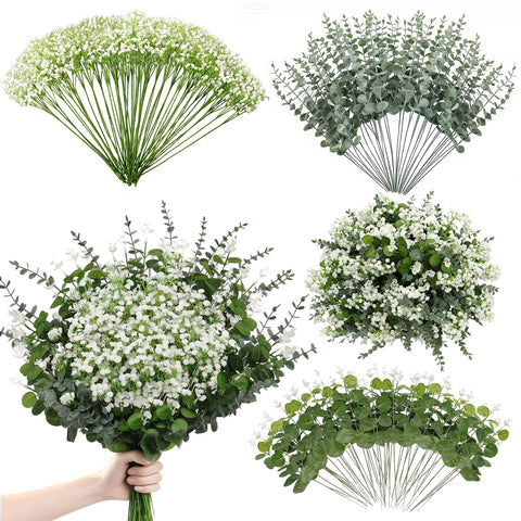 Suaycy front packaging showing full 110pcs mixed greenery and benefits