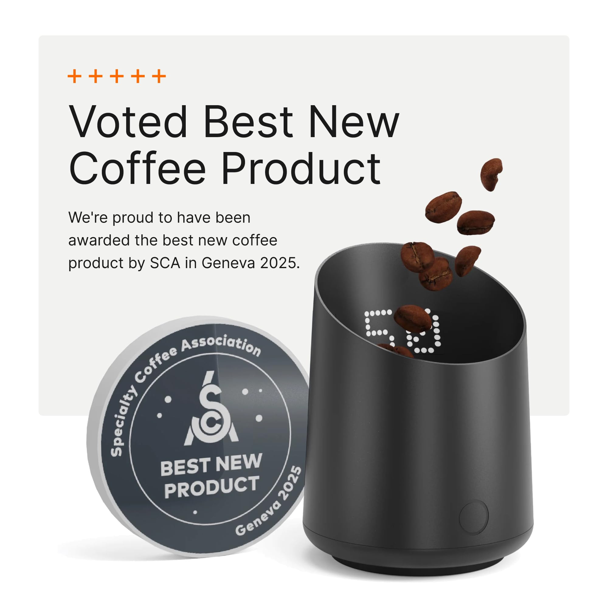 Subminimal SubScale next to espresso tamper showing scale size and portability advantage