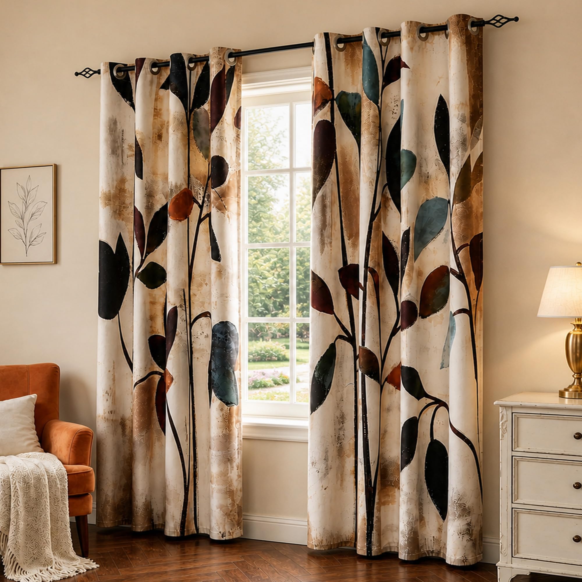 SUBRTEX 84-inch curtains shown against wall to illustrate floor-grazing scale