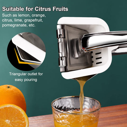 SUCCFLY juicer pressing a lemon on countertop demonstrating fast manual extraction