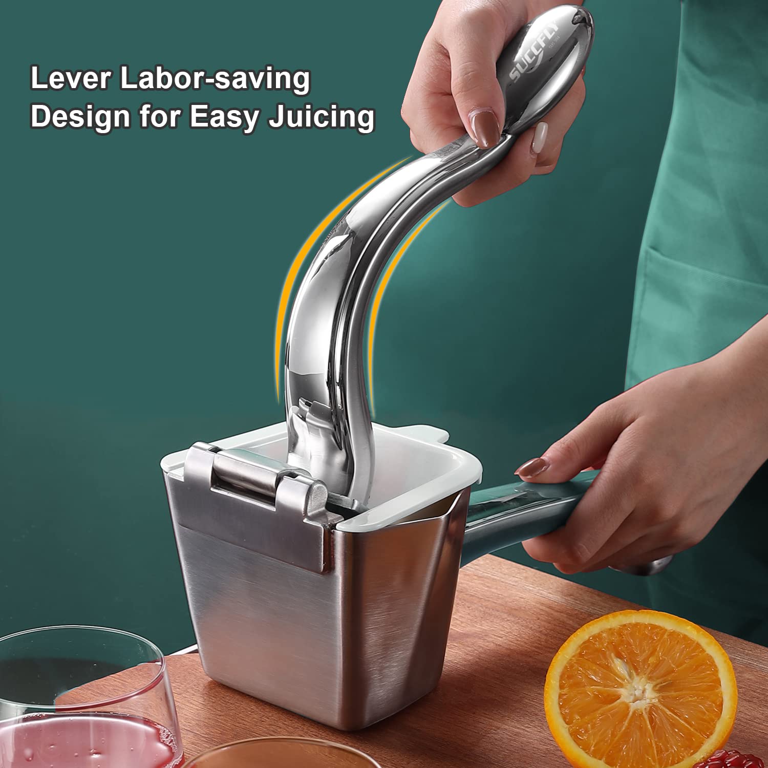 SUCCFLY detached strainer and stainless container for easy cleaning and pulp separation