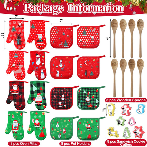 Suclain oven mitt closeup pattern showing holiday design and heat protection