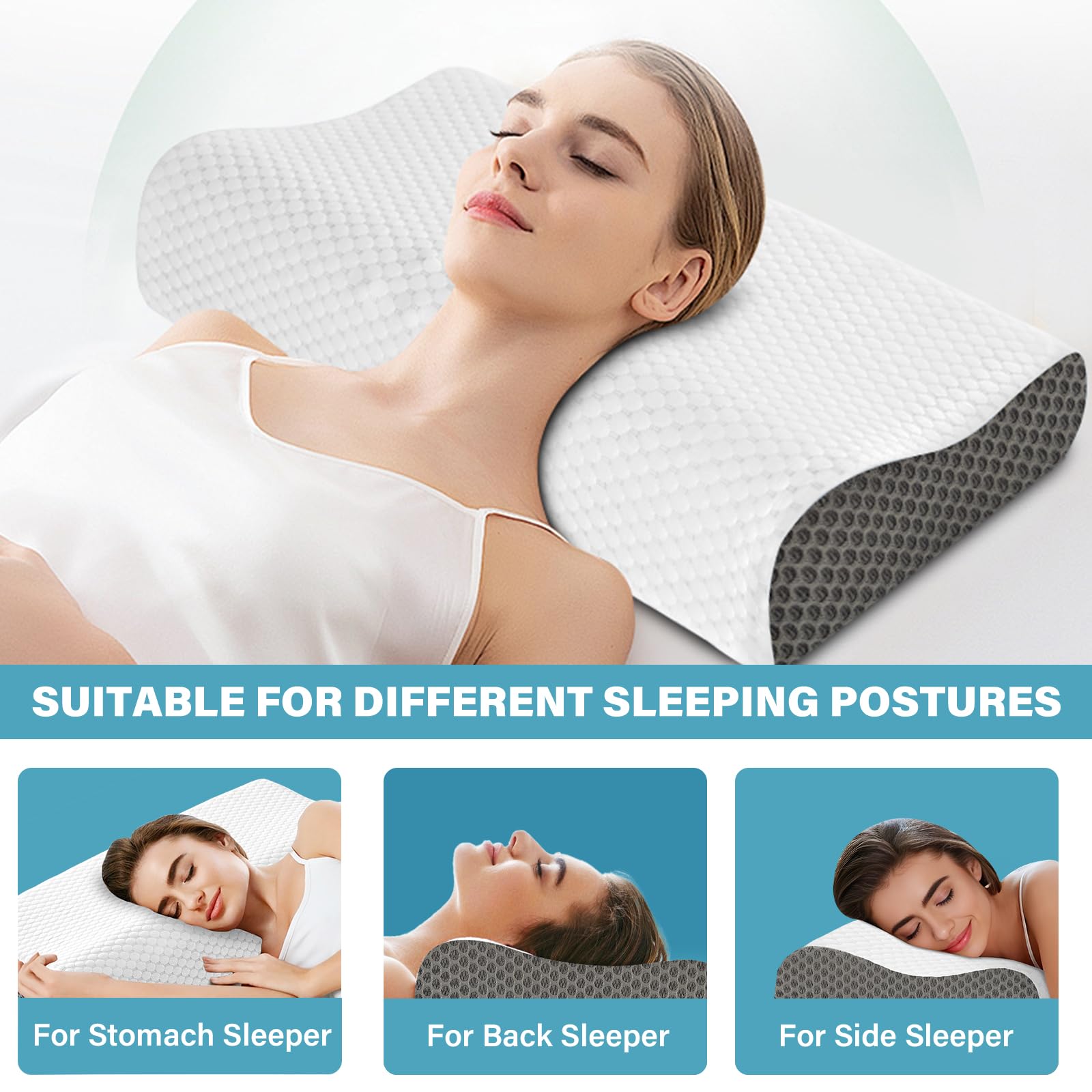 SUFOR side profile of butterfly contour showing neck support and alignment benefit