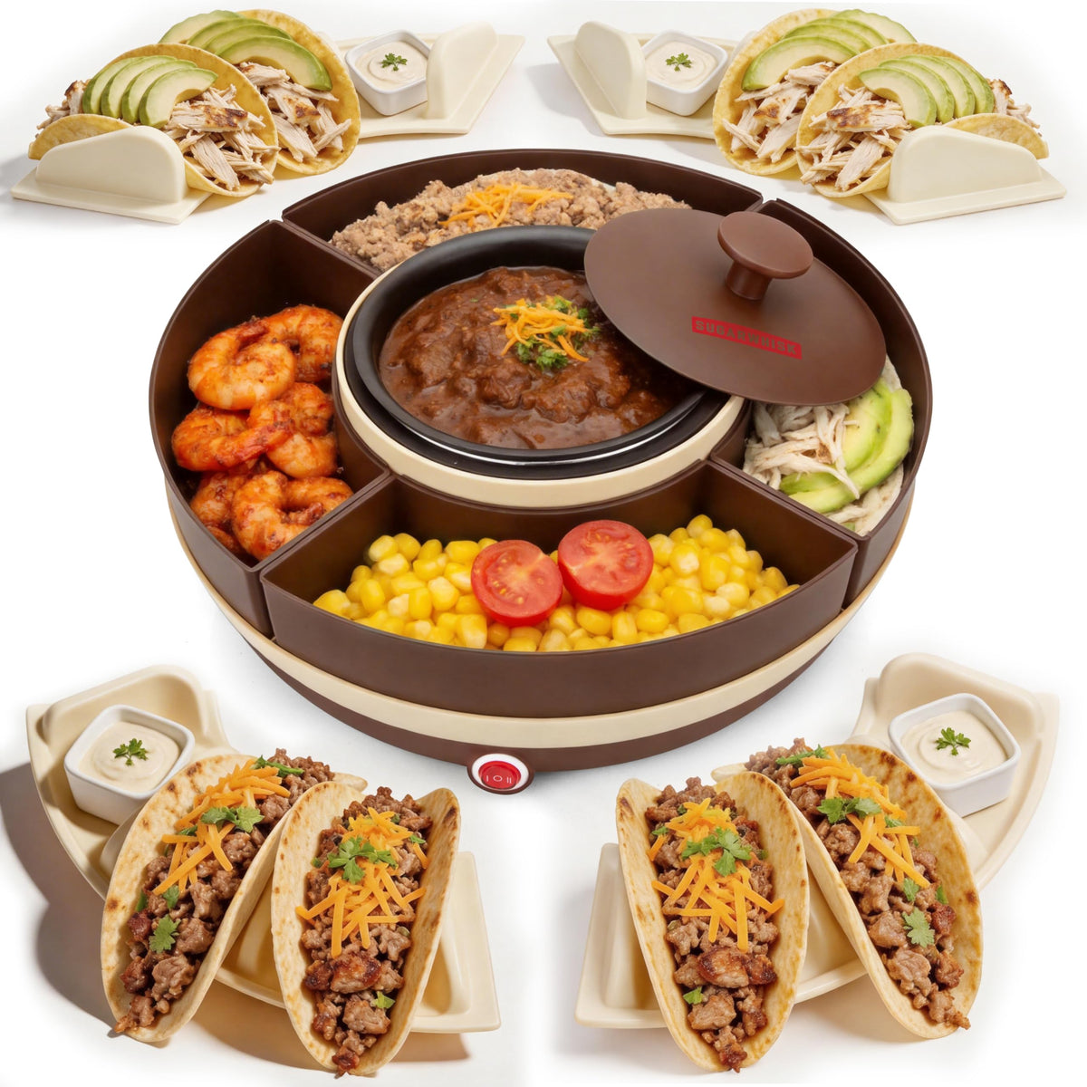SugarWhisk front packaging showing the brown taco bar set and contents for easy gifting