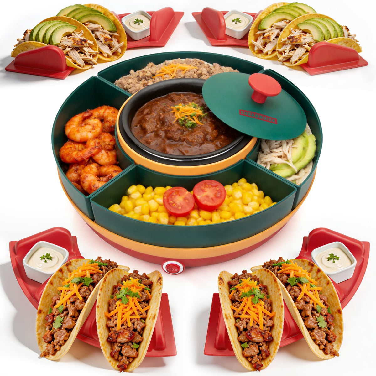 SugarWhisk front view of full taco bar kit showing complete set and appeal