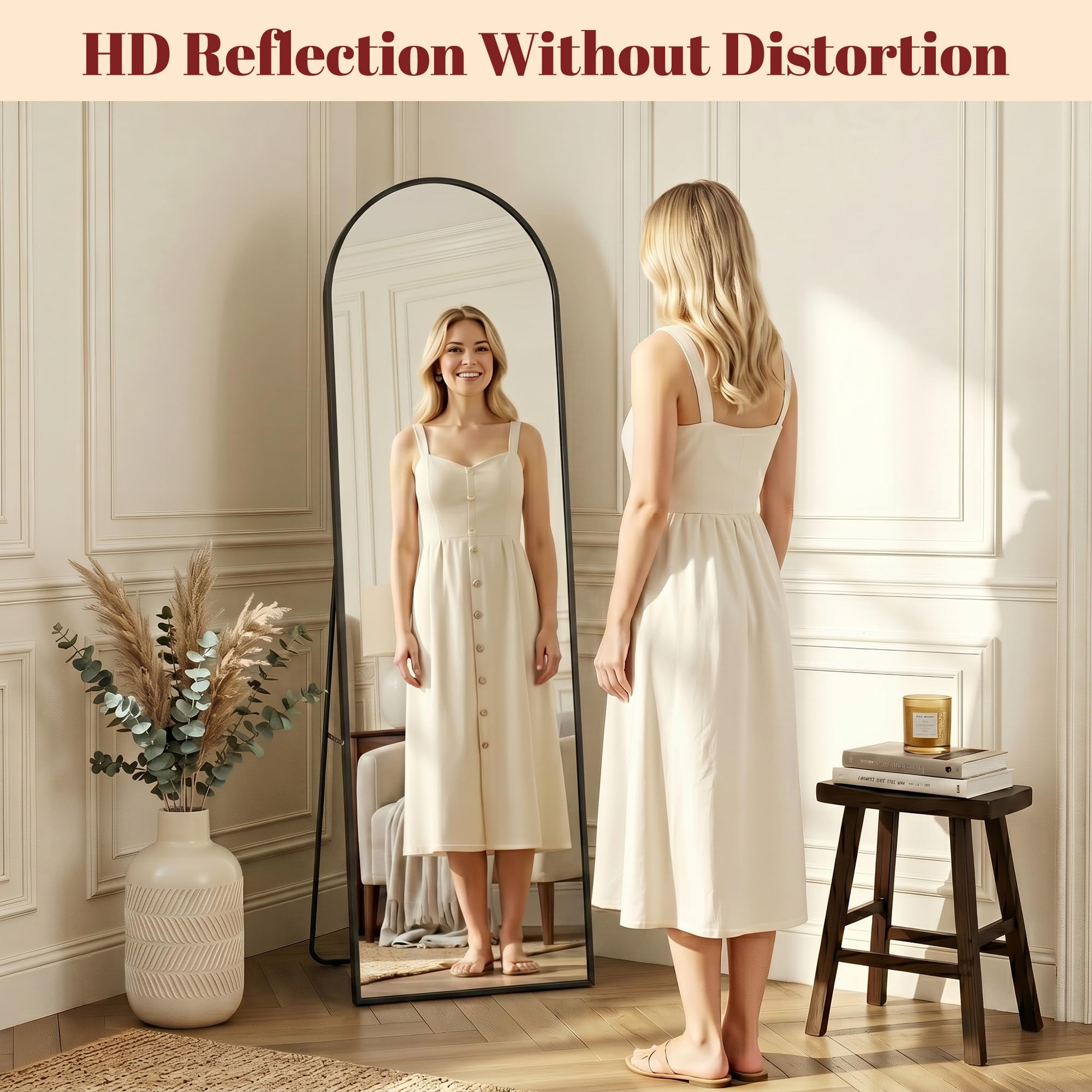 Suidia mirror in bedroom lifestyle scene enlarging and brightening the room benefit
