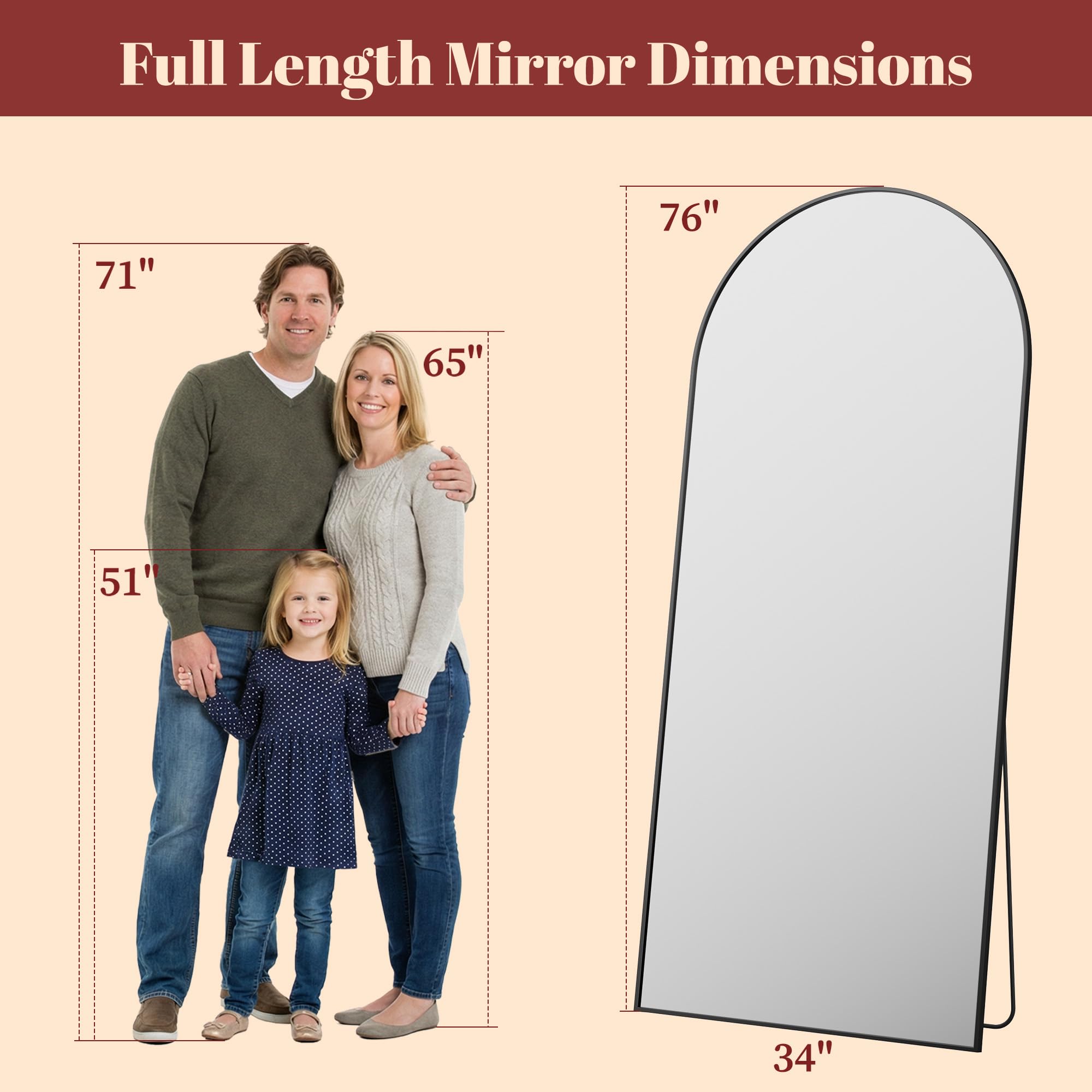 Suidia mirror freestanding on included stand offering instant placement flexibility