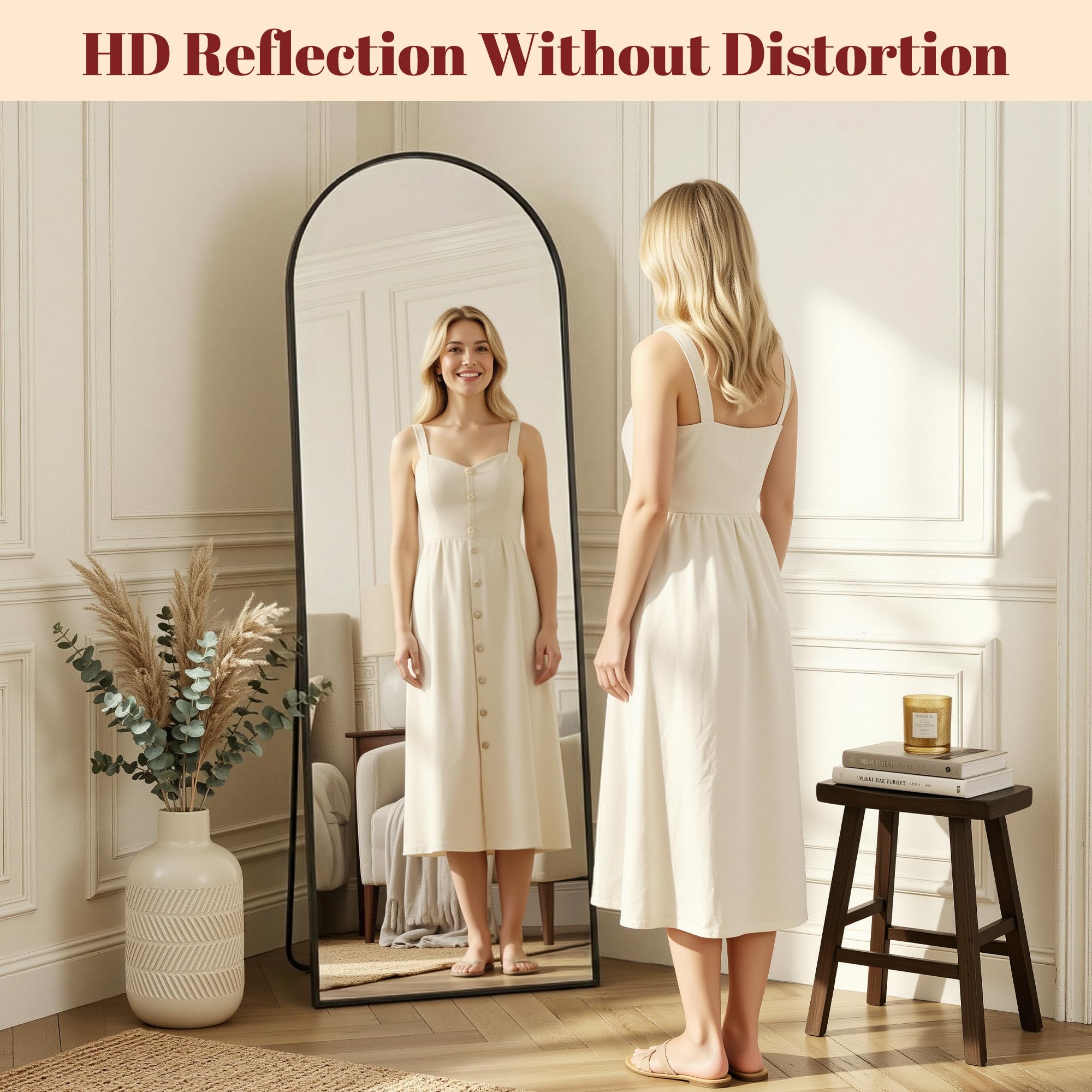 Suidia wall-mounted mirror in bedroom brightening space and enhancing depth